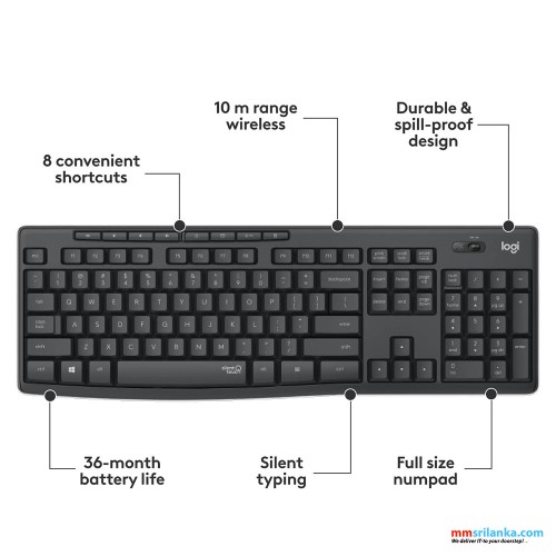 LOGITECH MK295 - SILENT WIRELESS KEYBOARD & MOUSE COMBO PACK (1Y)